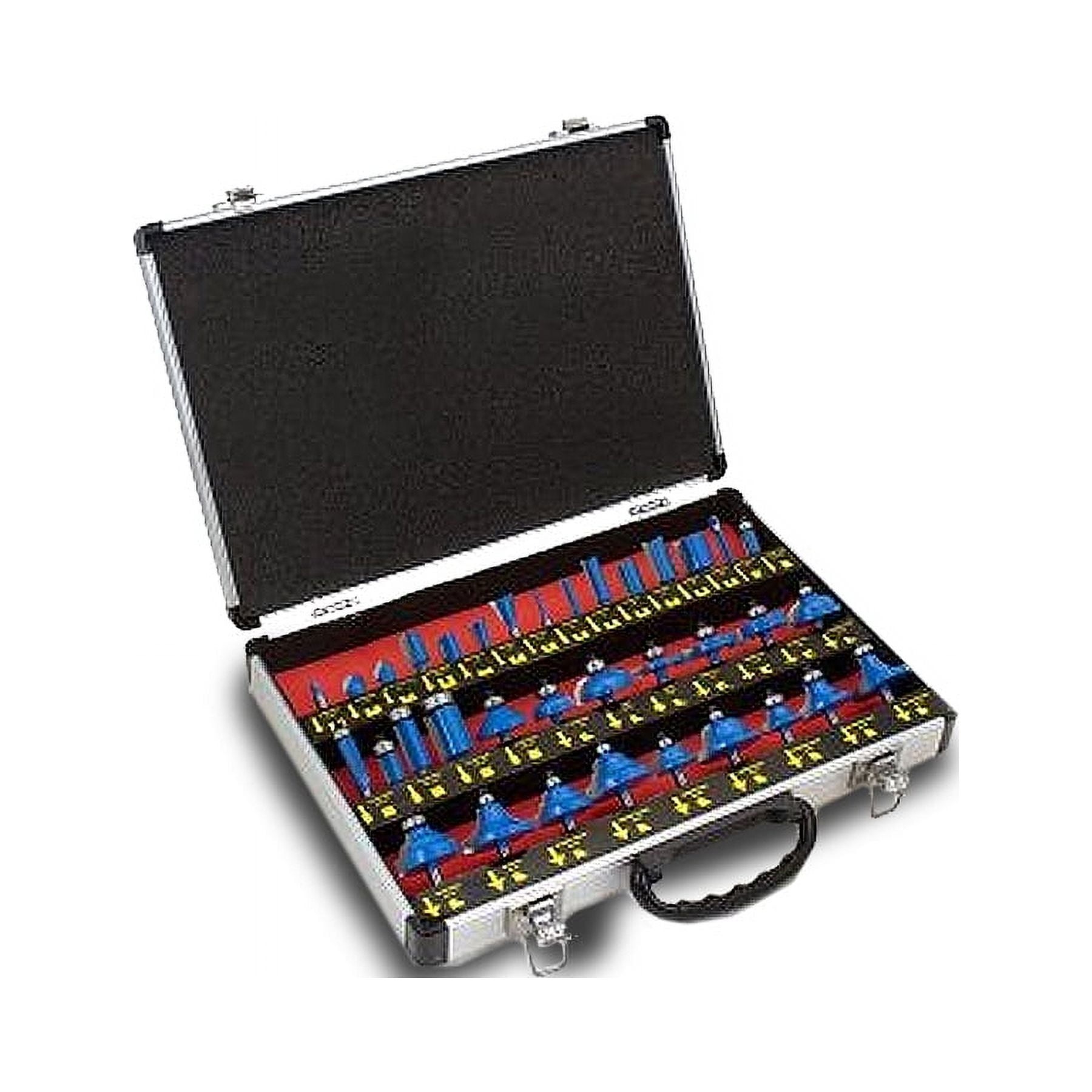 Voyager Tools 35-Piece Carbide-Tipped Router Bit Set with Tungsten Carbide Blades and Aluminum Carrying Case – Fits Wood, Plastic & Composite Materials