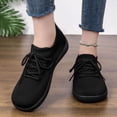 thumbnail image 4 of Women's Breathable Knit Lace-Up Sneakers, Lightweight Comfortable Casual Shoes, Footwear for Everyday Walking, Running and Outdoor Activities Black 40, 4 of 9