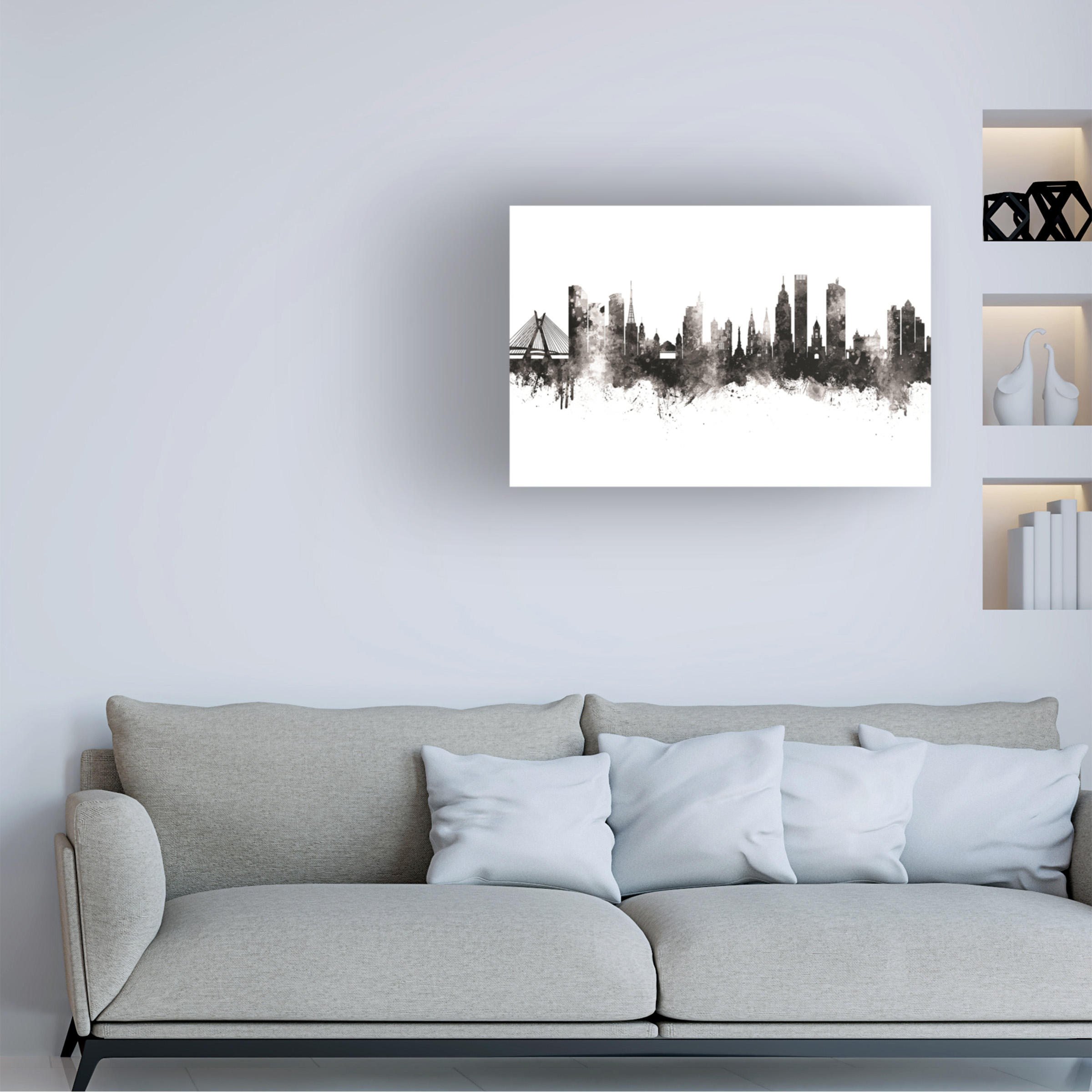 Michael Tompsett 'Sao Paulo Skyline Brazil Black White' Canvas Art