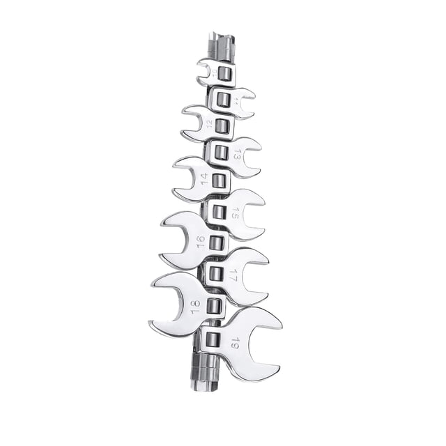 Wisewang 10Pcs 3/8 Drive Crowfoot Wrench Set Wrench Professional Open End Foot Crows