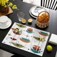 thumbnail image 3 of Wine Red Boho Placemats Set of 4, Geometric Abstract Bohemian Color Block Placemats for Dining Table, Place Mats for Kitchen Tabletop, Waterproof Wipeable Dining Table Mats Set, 3 of 9
