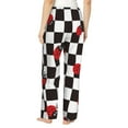 thumbnail image 3 of Picia Ladybugs Of Black And White Checkers Womens Soft Woven Cotton Elastic Waistband Sleep Pajama Pant Lounge Sleep Pant With Pockets And Drawstring-Medium, 3 of 9