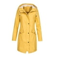 thumbnail image 2 of Chaqueta ligera para mujer Impermeable impermeable con capucha Gabardina Otoño Invierno Amarillo Colcomx  Chaquetas de mujer, 2 of 8