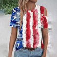 thumbnail image 7 of SELONE Women Casual Tops Patriotic Plus Size Short Sleeve Crewneck Cold Shoulder Memorial Day Apparel Red White Blue Wear Clothes Fourth of July Gifts Activewear S, 7 of 7