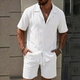 thumbnail image 2 of Mens Two Piece Sets for Women Summer Travel Vacation Outfits Casual Round Neck Solid Color Pullover Fitness Sports Sleeveless T Shirt Blouse Top Short Set, 2 of 4