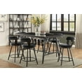 thumbnail image 1 of Counter Height 7pc Dining Set Table and Six Chairs Swivel Black Dining Kitchen Furniture Wine Rack Glass Insert Top, 1 of 7