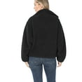 thumbnail image 4 of Women's Drawstring Hem Zipper Front Mock Neck Fleece Cotton Candy Sherpa Jacket with Pockets, 4 of 6