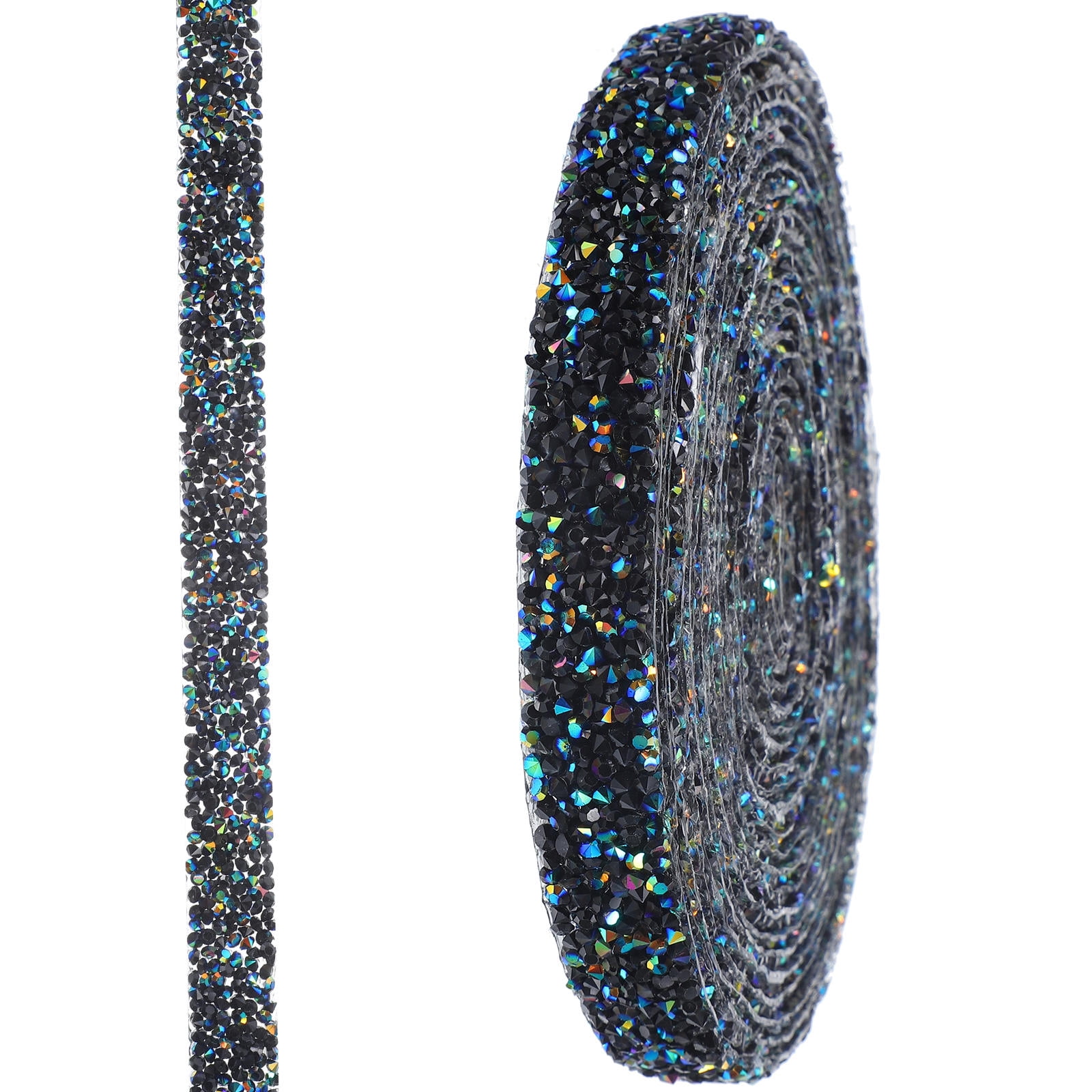 KAKOWELY 1 Roll Resin Rhinestone Tape Black Blue Ab for Vases Vehicles Women Self Adhesive Decorative