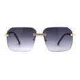 thumbnail image 3 of Mens Luxury Rimless Pimp Baller Rectangle Sunglasses Gold Smoke, 3 of 4