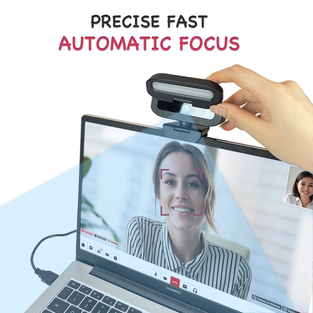 4K USB Webcam with Fill Light, Halloween Gift, -and-Play, Autofocus Streaming Camera