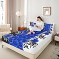 thumbnail image 4 of Manfei Dreamy Blue Rose Full Size Sheets,Country Flower Floral Bed Sheets,Natural Theme Sheet Sets For Adults,Microfiber Bedroom Decor,4 Pieces, 4 of 7