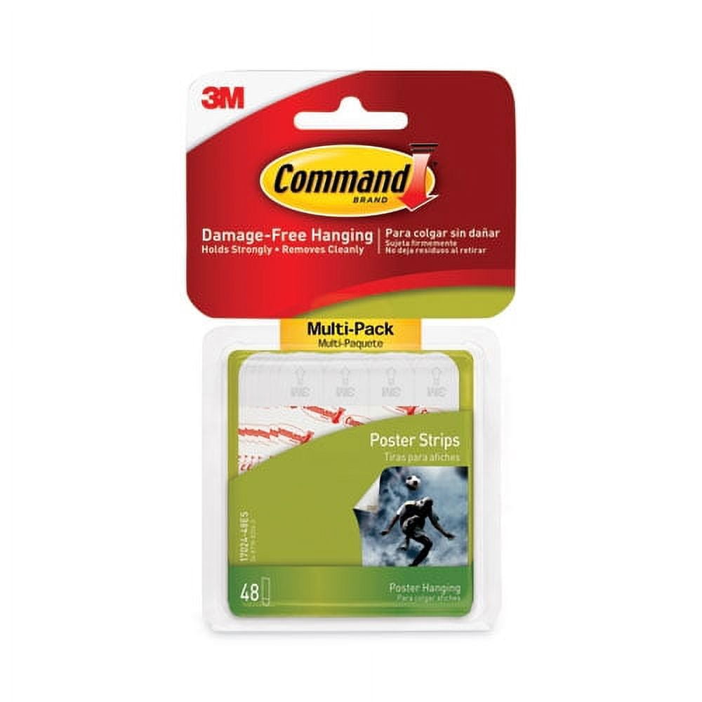 Poster Strips Value Pack, Removable, Holds Up To 1 Lb, 0.63 X 1.75, White, 48/pack | Bundle of 2 Packs