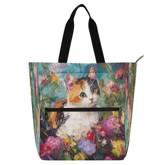 DIXRUYEE Book Tote Bag Casual Style Creatively Floral Portrait Printed