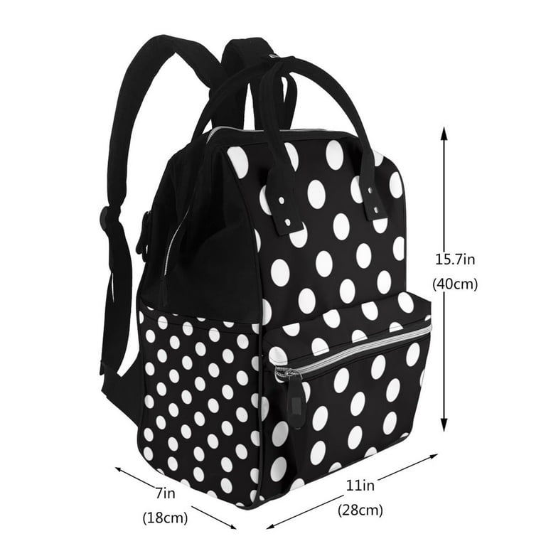 Gaeub Black and White Polka Dot Print Mummy Diaper Bag Backpack