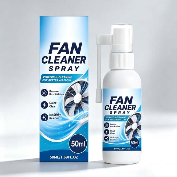 Fan Cleaner Spray, Multi Purpose Dust Grime Remover, No Rinse for Ceiling Desk Stand Exhaust Fans Home, 1.69 fl oz, Blue