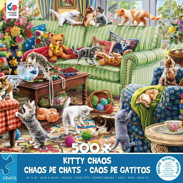 Ceaco Kitty Chaos (Image World) Sarah Wong 500 Piece Interlocking