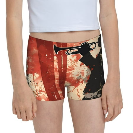 Pofeuu Silhouette Trumpet Red Art Print Soft Cotton Girls Boyshort panties Toddler Underwear-Medium