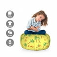 thumbnail image 2 of Exotic Storage Toy Bag Chair, Repetitive Giraffe Palm Trees in Summer Colors Illustration Pattern, Stuffed Animal Organizer Washable Bag, Small Size, Pastel Yellow Multicolor, by Ambesonne, 2 of 3
