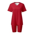 thumbnail image 5 of Riforla Womens Two Piece Outfits Short Sleeve Tops Short Pants Running Yoga Sport Sets 2 Piece Sets Women Outfit Red XXL, 5 of 7