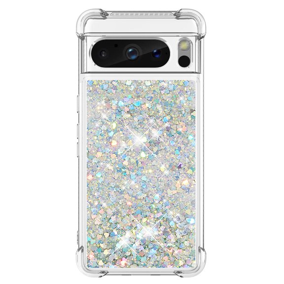 XIHAMA Compatible with Google Pixel Case Glitter, Shockproof Clear TPU Google Pixel Case, Bling Glitters Google Pixel 9/9 Pro Case for Women