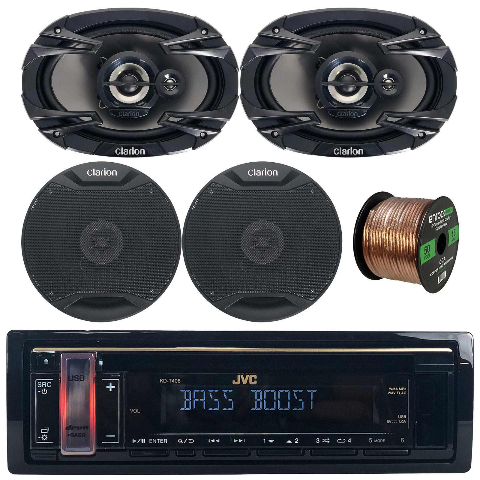 JVC Single DIN CD Player USB AUX AM/FM 