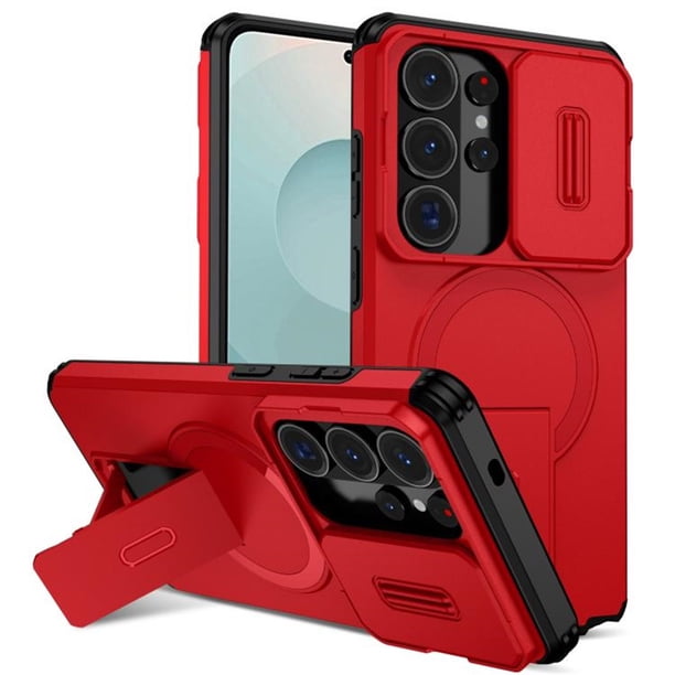 Funda para Samsung Galaxy S26 Ultra 5G con Soporte de Plegado Invisible, Carga Inalámbrica Magnética Segura, Carcasa Deslizante para Cámara, Funda Protectora Resistente a Prueba de Golpes y Caídas