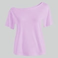 thumbnail image 5 of VeFlora Girl's Off The Shoulder Tops Short Sleeve Cute Summer T Shirts for Teens Girls Y2k Tops Trendy(Purple/7-8 Years), 5 of 5