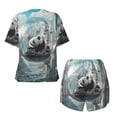 thumbnail image 5 of Lsque Panda In Futuristic City Women's Short-Sleeved Pajama Set - 2 Piece Soft and Lightweight Sleepwear Set-3X-Large, 5 of 9