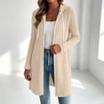 thumbnail image 4 of Sweatshirt for Women Soft Cozy Ribbed Knit Zip Up Hooded Coat Side Pockets Drawstring Hood Home for Lounge Travel Layering | TruBelle,Beige L, 4 of 7