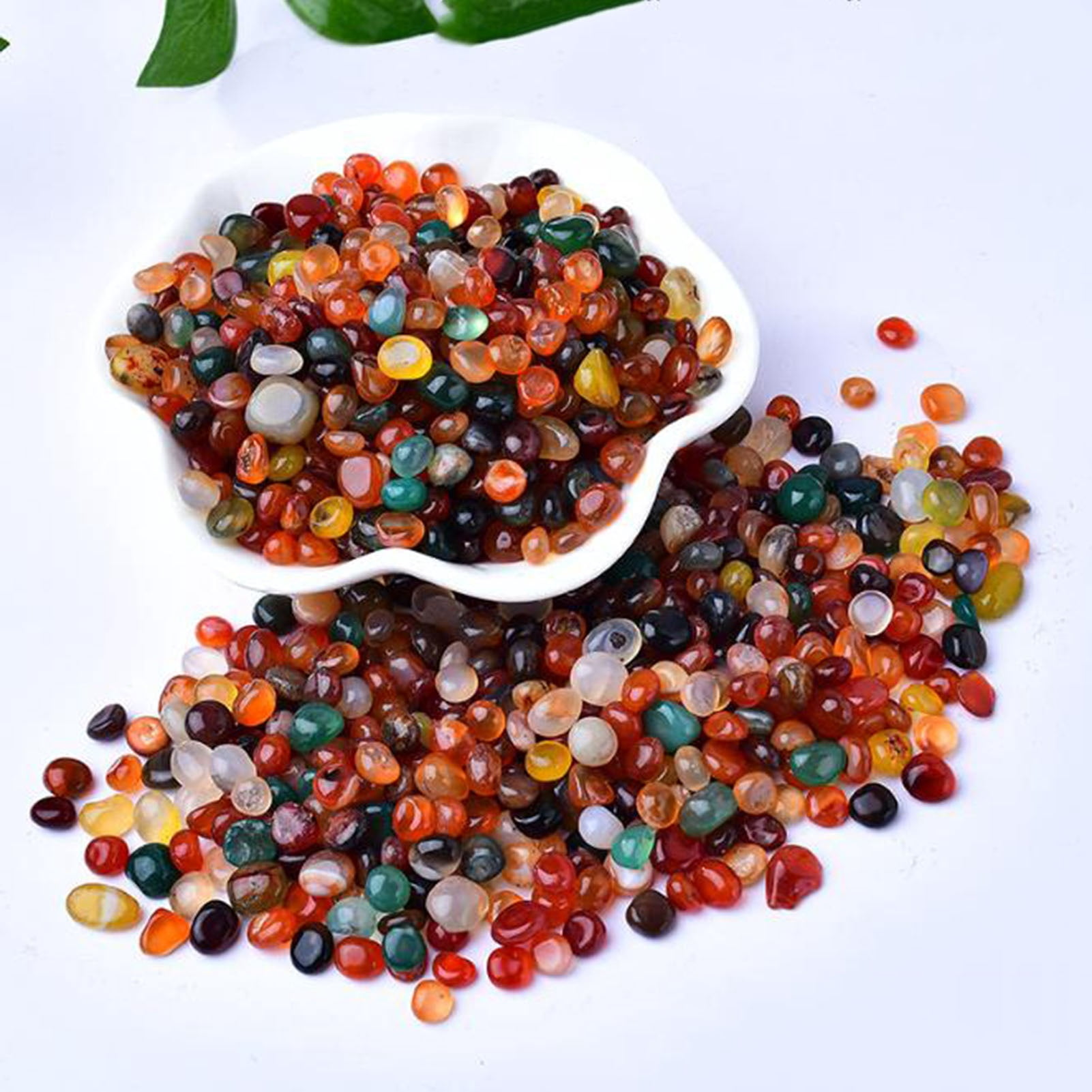 Natural Colorful Crystal Decorative Aquariums Gravel,1.1lb/500g Colored round agate Stone for Fish Tanks Plant Terrariums Decor Handwork DIY Craft