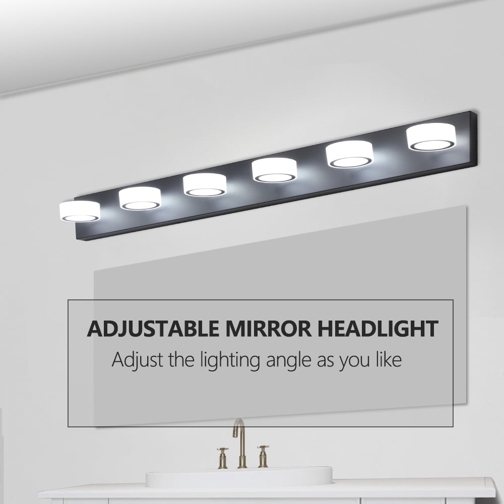 YANSUN 44.9 in Black Modern 6-Light LED Vanity Light, Dimmable & 360° Rotatable, Bathroom Wall Fixture for Mirror, Living Room, Bedroom