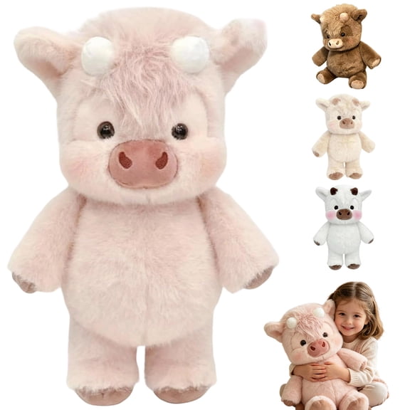 Running Cow Plush, 24 Inch Large Furry Running Stuffed Animal, Soft And Cuddly Farm Animal Doll, Gift for Office Bedroom Home(Pink)