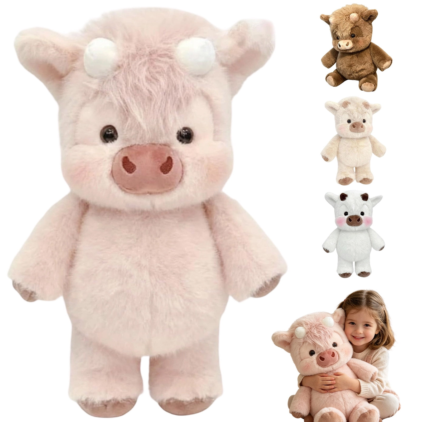 Running Cow Plush, 24 Inch Large Furry Running Stuffed Animal, Soft And Cuddly Farm Animal Doll, Gift for Office Bedroom Home(Pink)