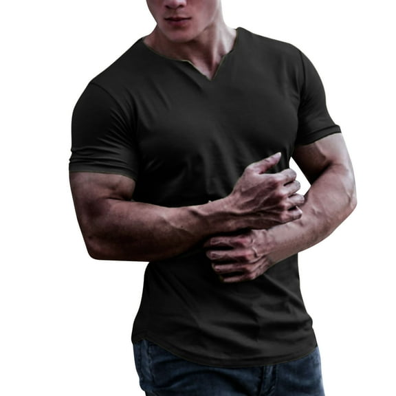 Men Summer Tops Beach Tee Shirts Men Soft T Shirt S Shirts Short Sleeve Workout Tee Short Sleeve Loose Tunic Active Wear Mens Work Out Pack Mens Plain Long T Large Black L