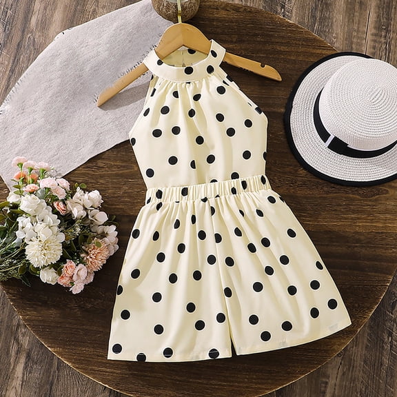 Angala Outfits for Big Girls Polka Dot Tank Top with Shorts Sets Girl Summer Casual Clothes