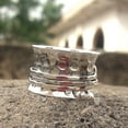 thumbnail image 4 of Rainbow Moonstone Spinner Ring: Sterling Silver Meditation Fidget Ring, 4 of 10
