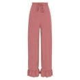 thumbnail image 4 of XUNKUSGA Wide Leg Pants Woman Solid Color Elastic Waist Jeans for Women with Pockets Loose Casual Ruffle Pleated Cotton Long Pants, 4 of 9