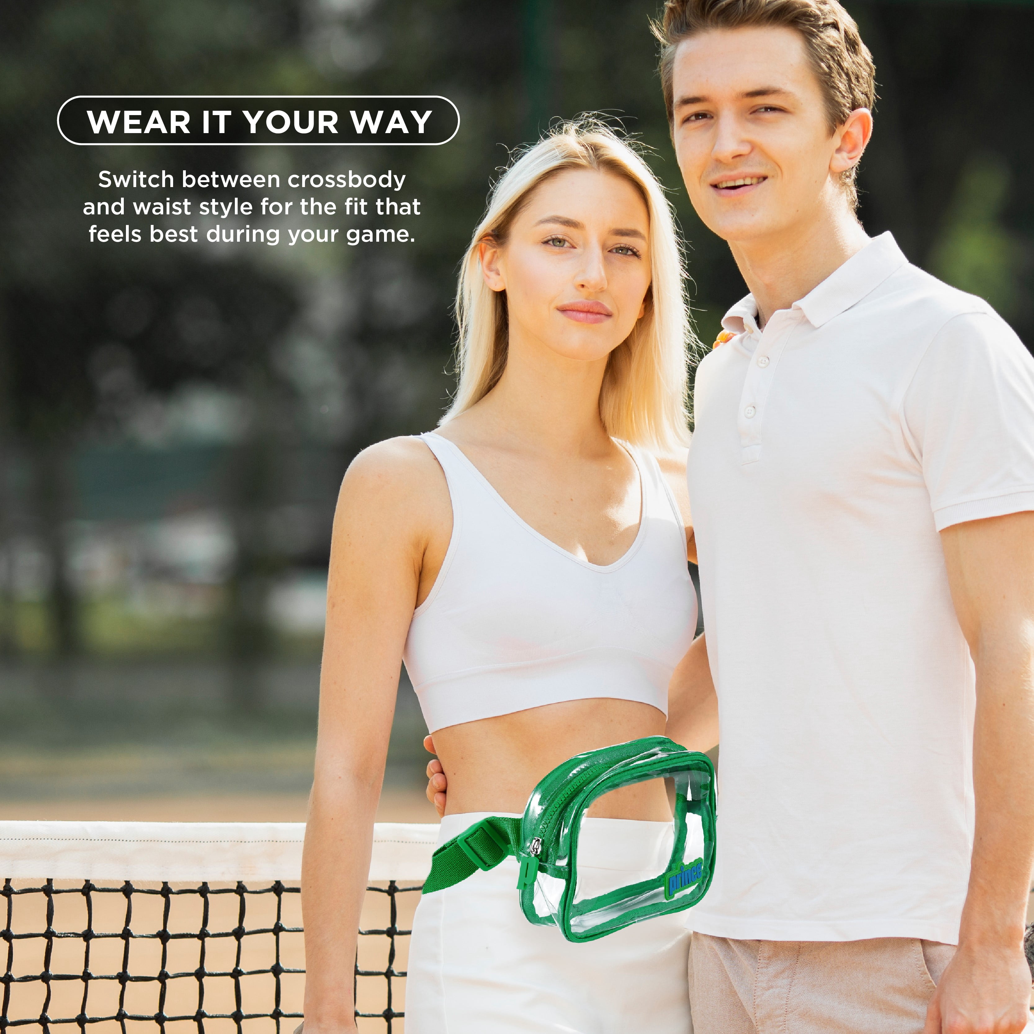 Prince Pickleball Court Crossbody Waist Pack – Clear Green Belt Bag with Pickleball Storage