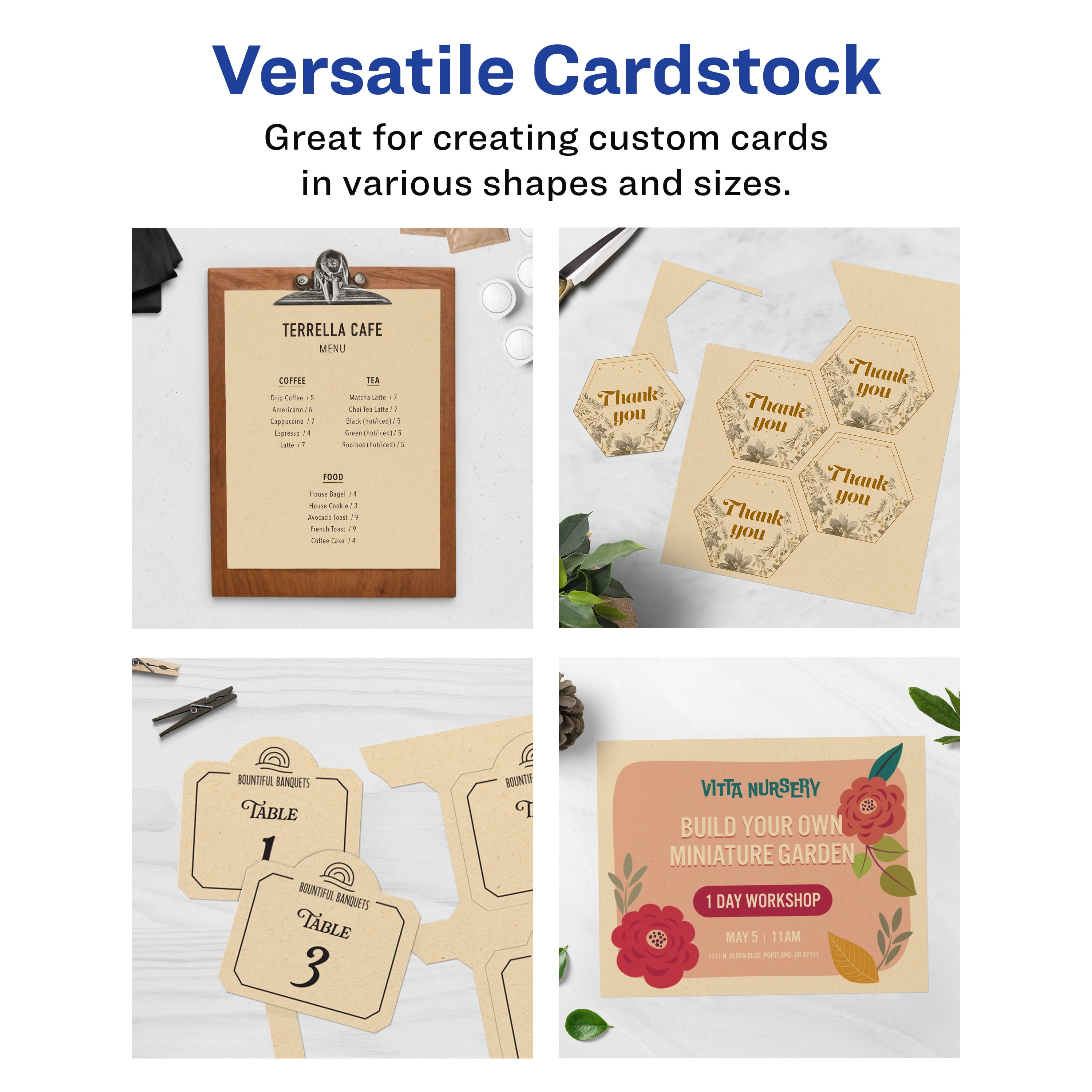 Avery Printable Cardstock, 8.5" x 11", Kraft Brown, 50ct