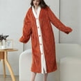 thumbnail image 6 of Kaemgyyd Fleece Robes for Women Winter Warm Button down Plush Bathrobe Thermal Housecoat Long Sleeve Cozy Sleepwear with Pockets, 6 of 7