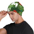 thumbnail image 3 of Xecao Palm Leaves And Tropical Flowers Print Beanie Knitted Hat for Men Women, Winter Fashion Knit Cuffed Caps Unisex, 3 of 7