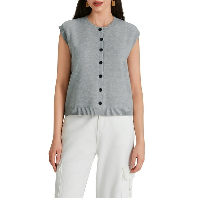 Gupgi Knitted Tank Tops for Women Sleeveless Sweaters Casual Summer Button Front Basic Ribbed Vest