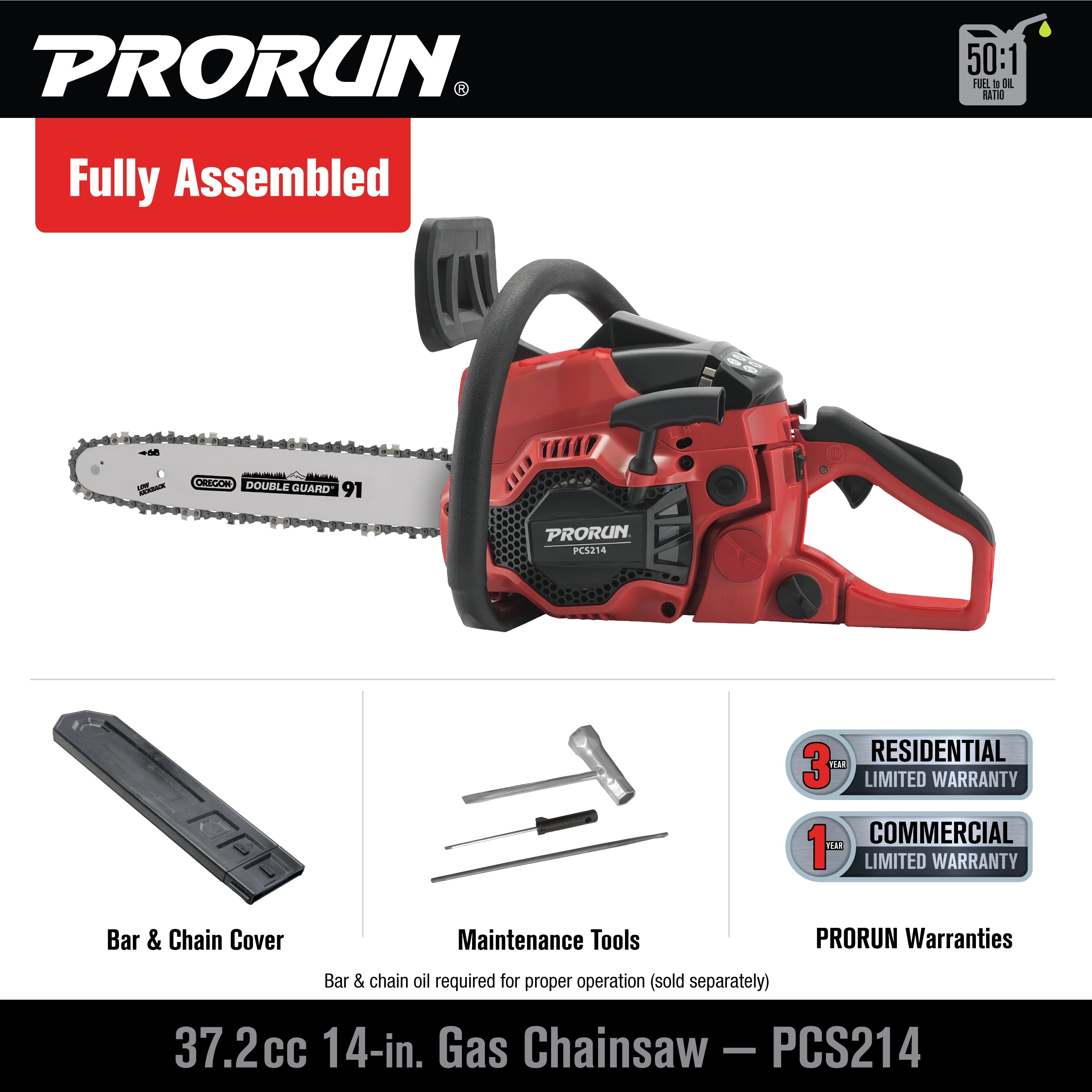PRORUN 14-in. 37.2cc 2-Cycle Gas-Powered Chainsaw