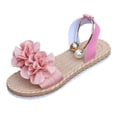 thumbnail image 2 of Woven Sandals For Women Open Toe Slip On Floral Beach Vacation Shoes Comfortable Casual Stylish Footwear (9.5, Pink), 2 of 7