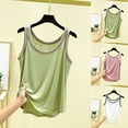 thumbnail image 6 of Lovskoo 2024 Tank Tops for Women Solid Color Casual Summer Trendy Outerwear Sleeveless Solid Color Round Neck Tank Tops White, 6 of 6