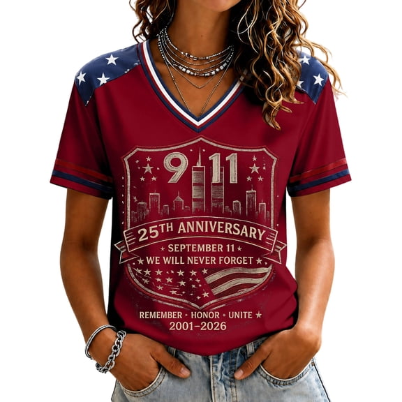 AHMOMEI 9/11 Memorial Shirt for Women Vintage 911 25 Year Anniversary American Flag Courage Hope Patriotic 911 Never Forget Shirt Wine XXL