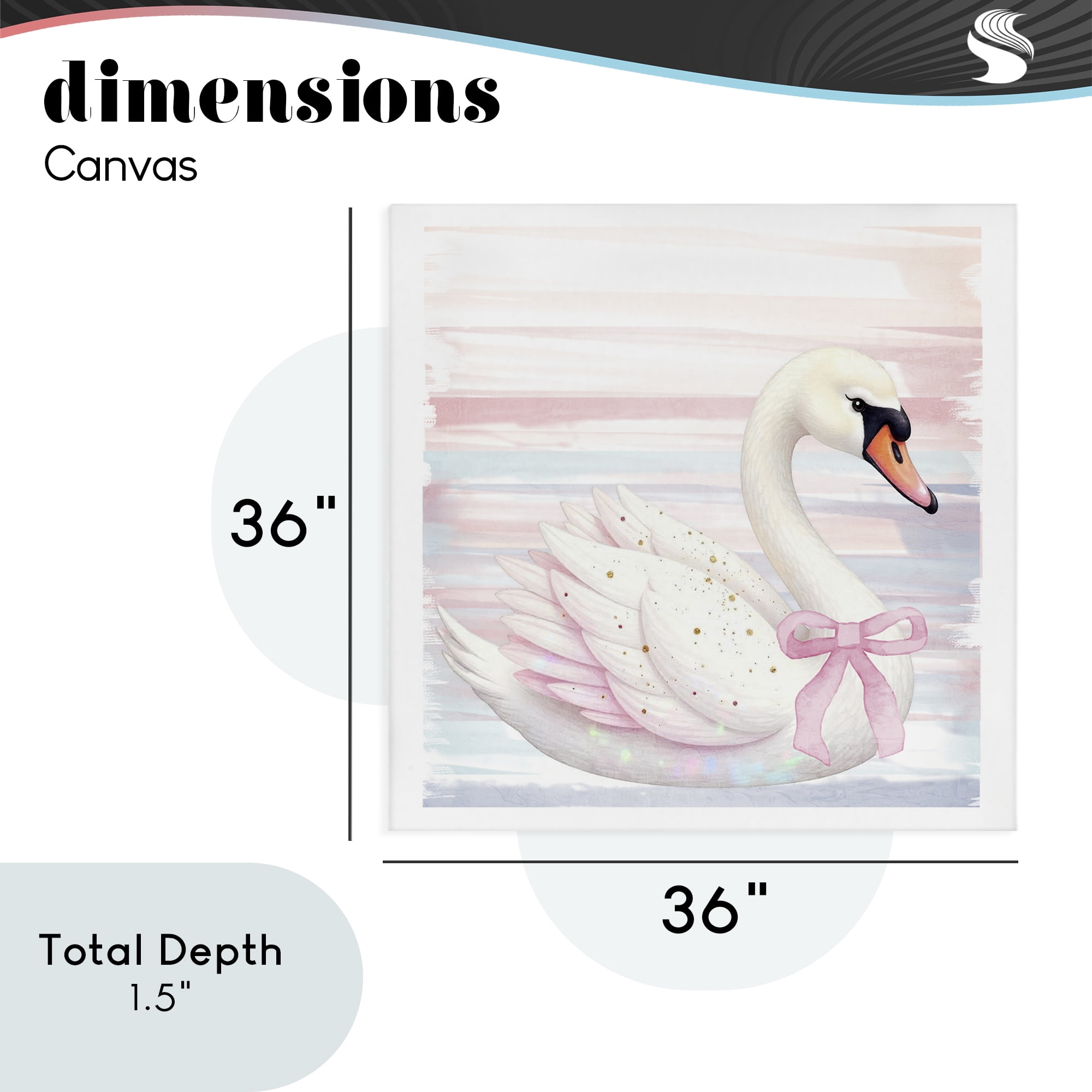 Pink Swan with Ribbon Canvas Wall Art, design by Kim Allen