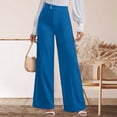 thumbnail image 6 of Favoffer Women's High Waist Suit Pants Solid Color Elastic Waist Straight Wide Leg Pocket Casual Work Trousers Business Office Bottom for Commute Travel, 6 of 8