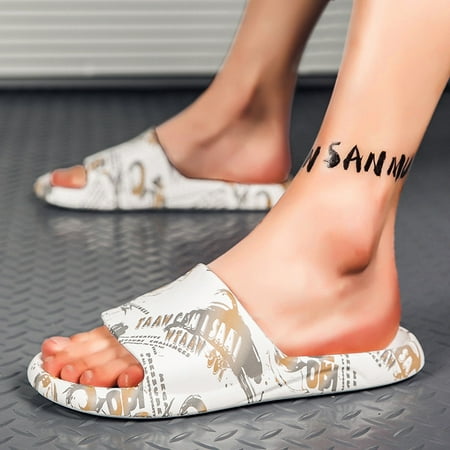 

Gubotare Slippers For Men Slip On Men s and Men s Memory Foam Slippers Casual House Shoes White 10.5