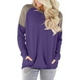thumbnail image 4 of Mujeres Casual Patchwork Bolsillos Cuello redondo Jersey Blusa de manga larga Camiseta Tops Pompotops gfhjh16383, 4 of 7